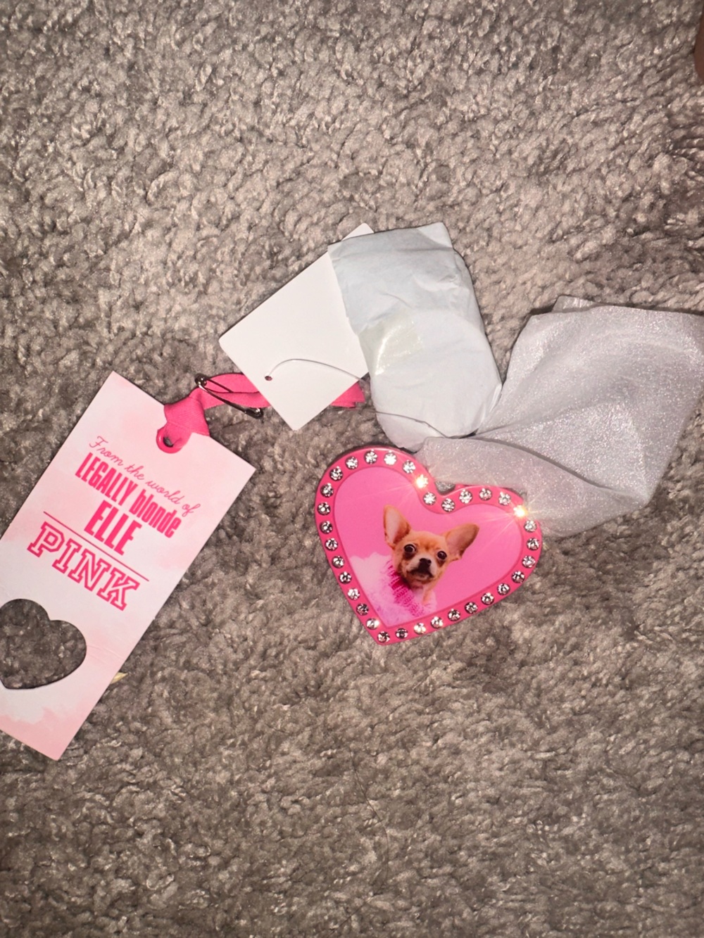 Kids Pink Heart Dog Charm keychain  💗🤍